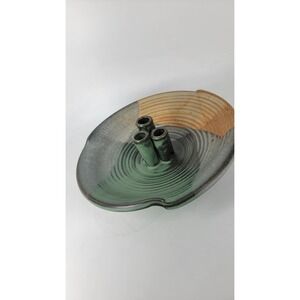 Studio Art Pottery Ikebana 3 Stem Flower Vase Signed Noah‎ Squires 8"